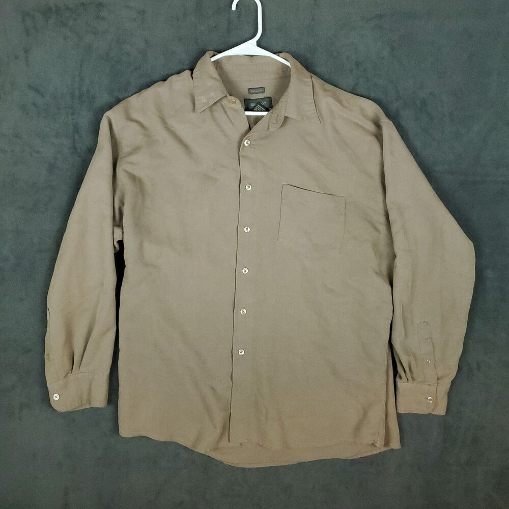 Bruno Sueded Men’s Shirt Mens Xl Long Sleeve Button-Up Brown